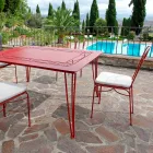 Cadeira de Jardim em Ferro Vermelho com Almofada Made in Italy, 2 Peças - Ágata Viadurini