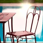 Cadeira de Jardim em Ferro Vermelho com Almofada Made in Italy, 2 Peças - Ágata Viadurini