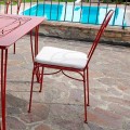 Cadeira de Jardim em Ferro Vermelho com Almofada Made in Italy, 2 Peças - Ágata