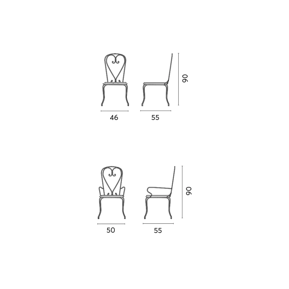 Cadeira de jardim em ferro pintado de preto com estrutura empilhável - Nacim Viadurini