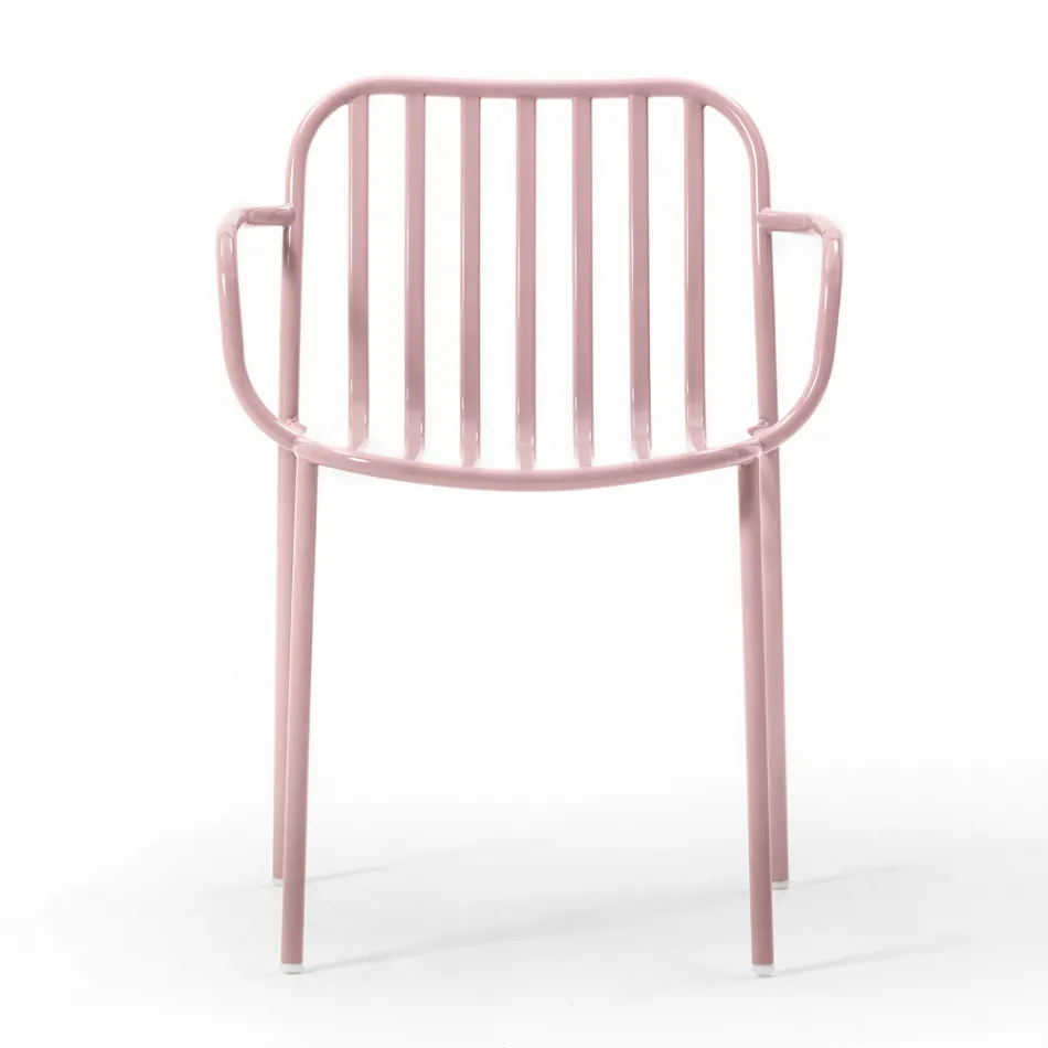 Cadeira de jardim de metal com braços feita na Itália 2 peças - simplesmente Viadurini