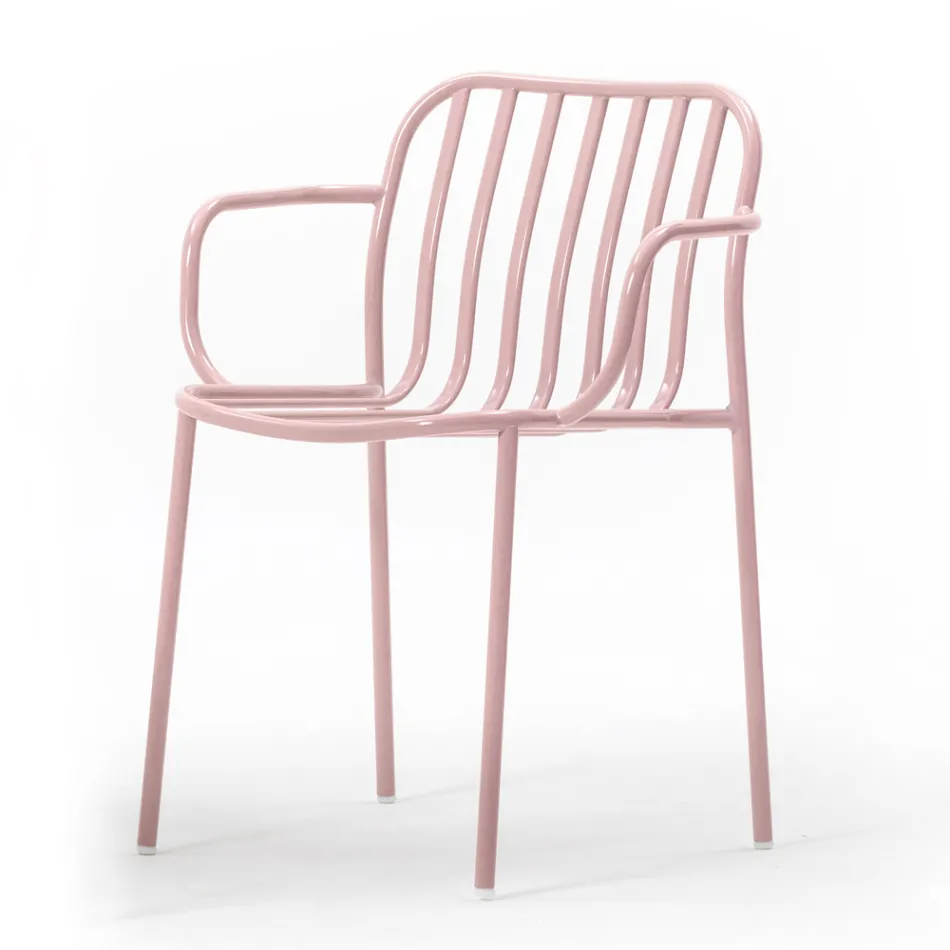 Cadeira de jardim de metal com braços feita na Itália 2 peças - simplesmente Viadurini