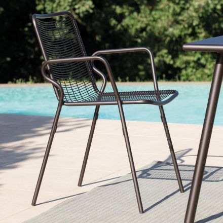 Cadeira de jardim de metal com braços feita na Itália 2 peças - Vikas Viadurini