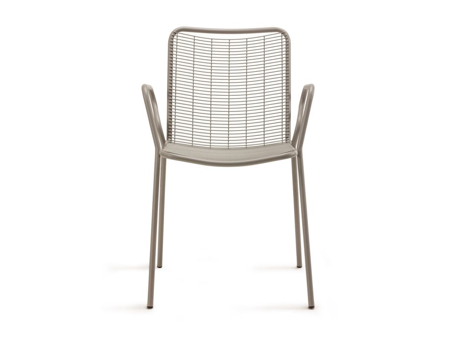 Cadeira de jardim de metal com braços feita na Itália 2 peças - Vikas Viadurini
