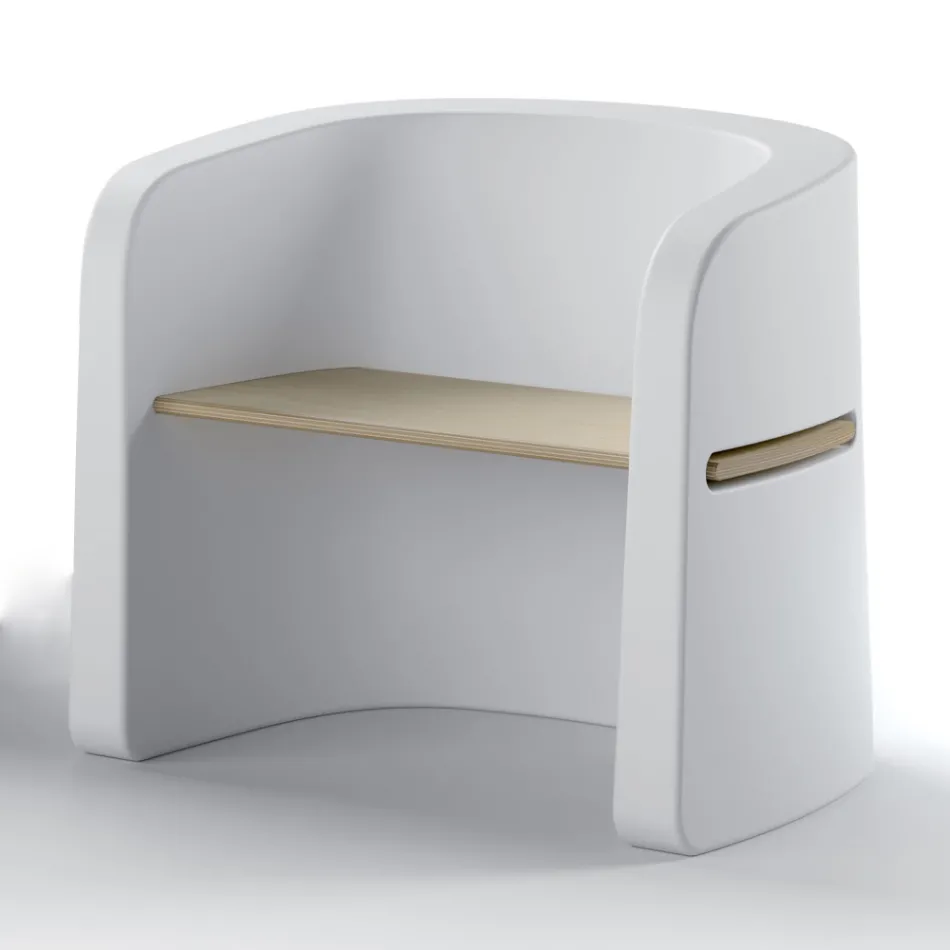 Cadeira de Jardim em Polietileno e Madeira de Bétula Made in Italy - Talula Viadurini