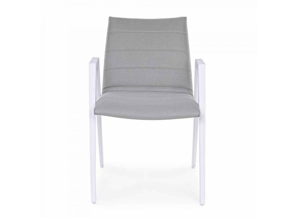 Cadeira de jardim moderna com braços em alumínio branco Homemotion - Liliana Viadurini