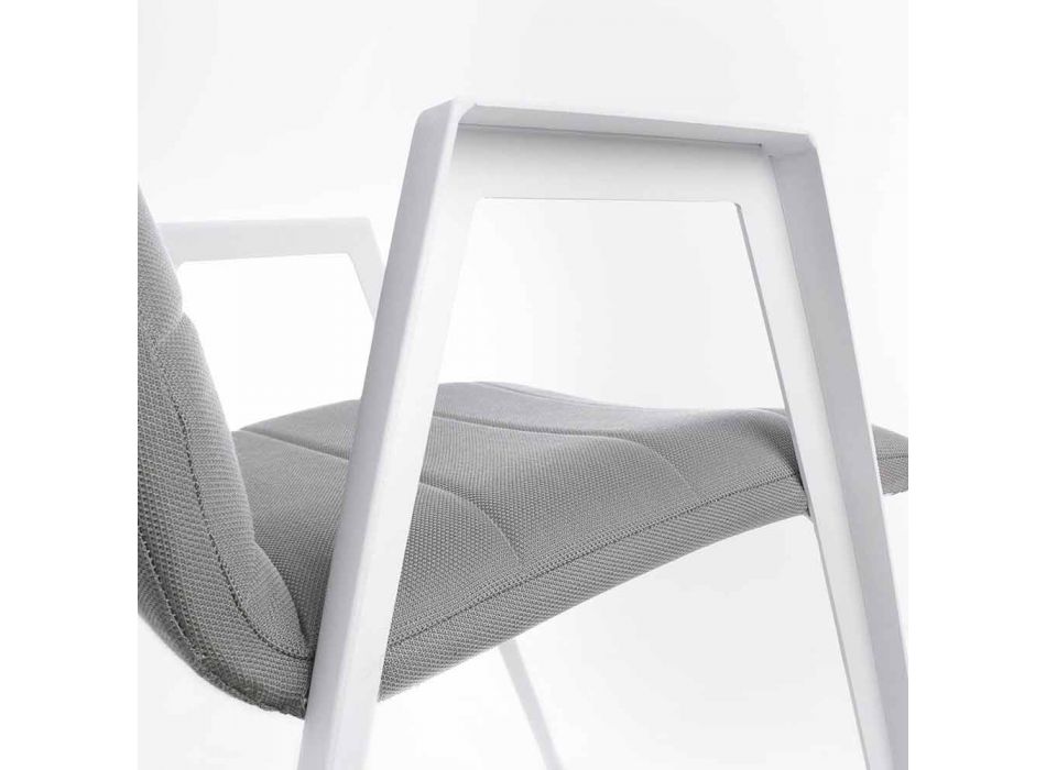 Cadeira de jardim moderna com braços em alumínio branco Homemotion - Liliana Viadurini