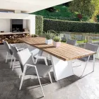 Cadeira de jardim moderna com braços em alumínio branco Homemotion - Liliana Viadurini