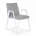 Cadeira de jardim moderna com braços em alumínio branco Homemotion - Liliana