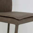 Cadeira interna com encosto alto em couro sintético fabricado na Itália - Cleto Viadurini