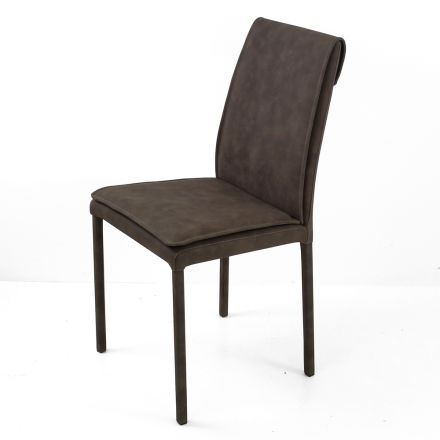 Cadeira interna com encosto alto em couro sintético fabricado na Itália - Cleto Viadurini