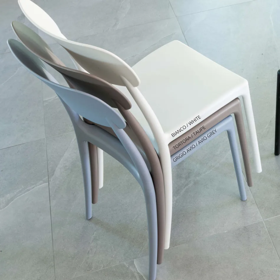 Cadeira Empilhável Interior e Exterior em Polipropileno de Diferentes Cores - Garima Viadurini