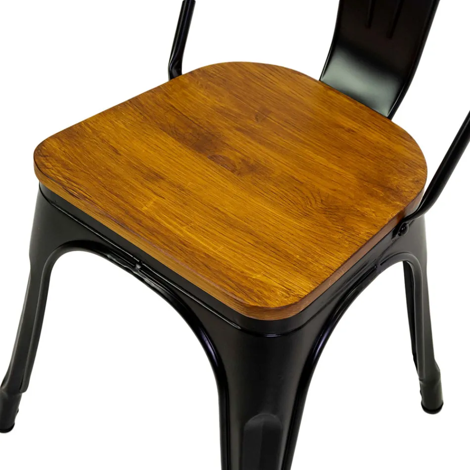 Cadeira de interior e exterior em ferro e assento em madeira - Artigos de papelaria Viadurini