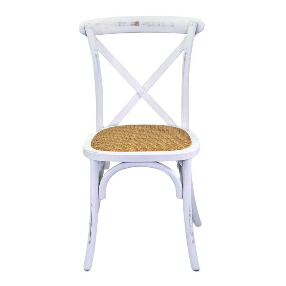 Cadeira de interior empilhável em madeira de bétula e assento em rotim - Barriera Viadurini