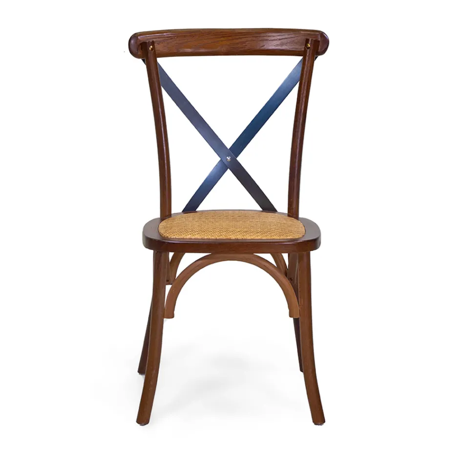Cadeira de interior empilhável em madeira de carvalho e assento em rotim - Barriera Viadurini