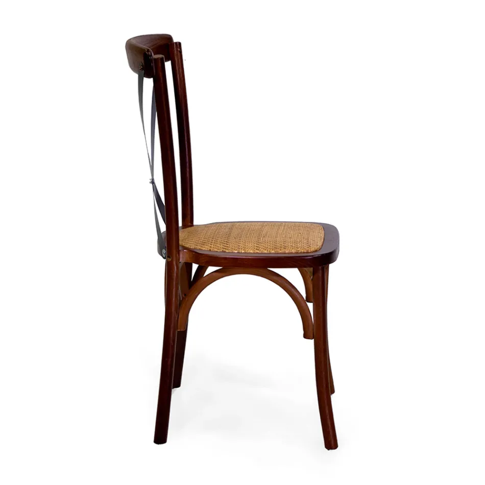 Cadeira de interior empilhável em madeira de carvalho e assento em rotim - Barriera Viadurini