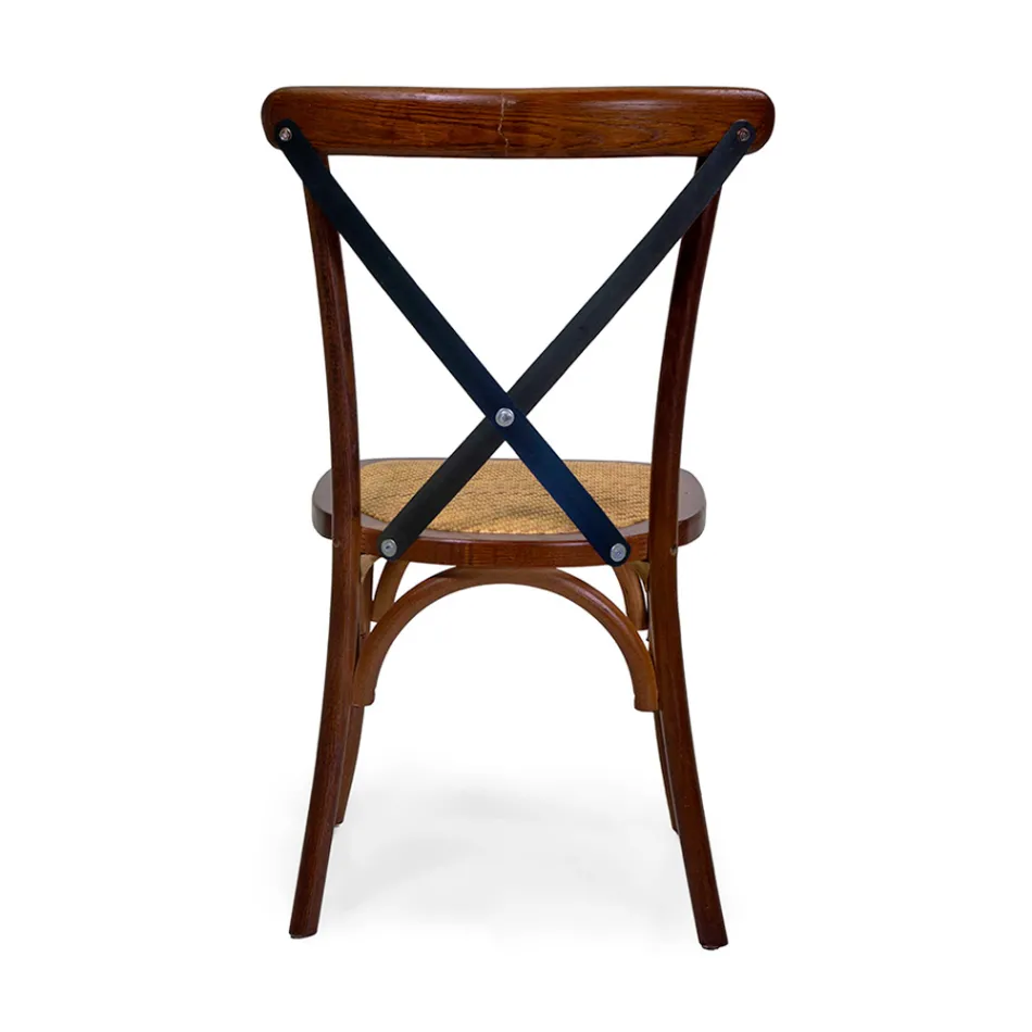 Cadeira de interior empilhável em madeira de carvalho e assento em rotim - Barriera Viadurini