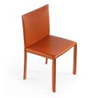 Cadeira interna revestida com couro envelhecido de flor integral fabricado na Itália - Shell Viadurini