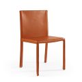 Cadeira interna revestida com couro envelhecido de flor integral fabricado na Itália - Shell