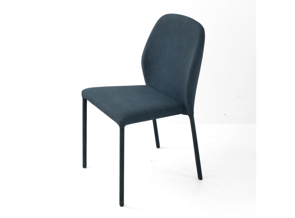 Cadeira de jantar totalmente estofada em couro sintético fabricado na Itália - Eloi Viadurini
