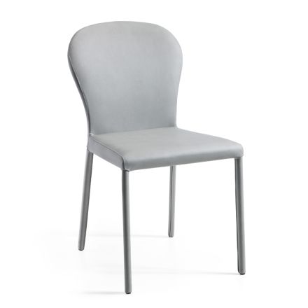 Cadeira de Jantar Totalmente Revestida em Tecido Made in Italy - Pelúcia Viadurini