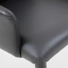Cadeira de jantar com braços estofada em couro preto fabricado na Itália - Meyer Viadurini