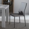 Cadeira de jantar com estrutura e assento em couro ecológico colorido, 4 peças - Alba