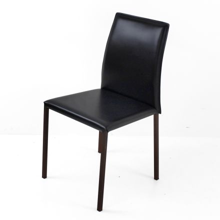 Cadeira de jantar com estrutura de corten e assento de couro fabricado na Itália - Orietta Viadurini