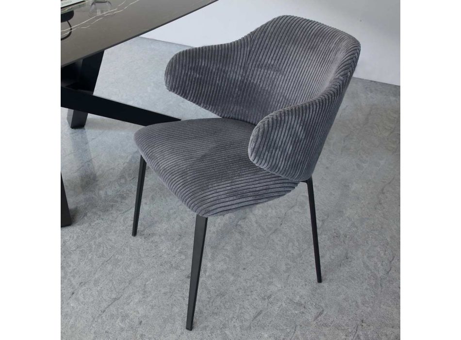 Cadeira de Jantar com Estrutura Metálica e Assento de Veludo - Ridni Viadurini