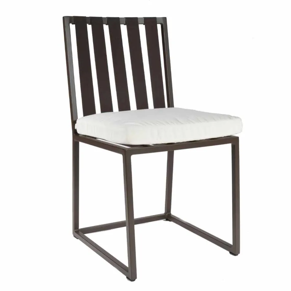 Cadeira de jantar ao ar livre em alumínio e acabamento de corda 3 com design luxuoso - Julie Viadurini