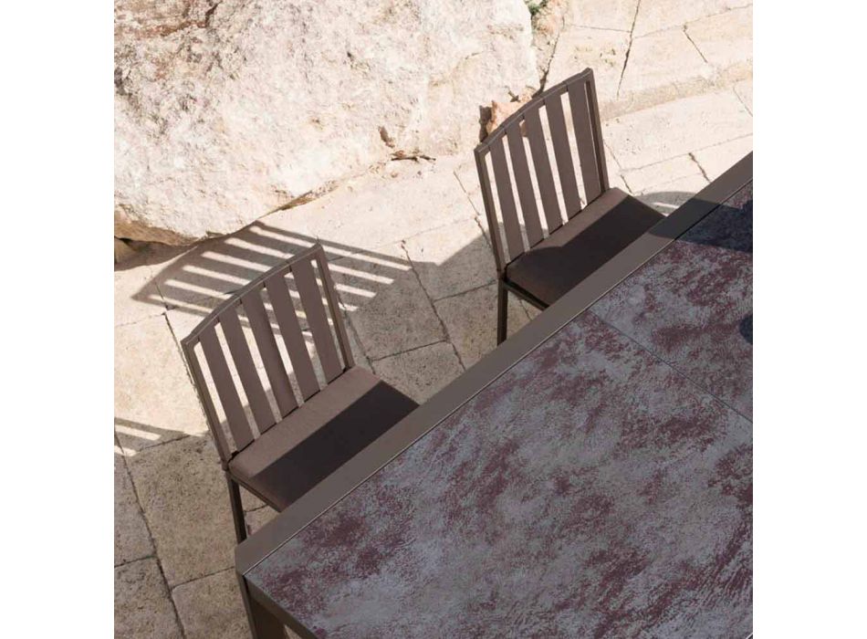 Cadeira de jantar ao ar livre em alumínio e acabamento de corda 3 com design luxuoso - Julie Viadurini