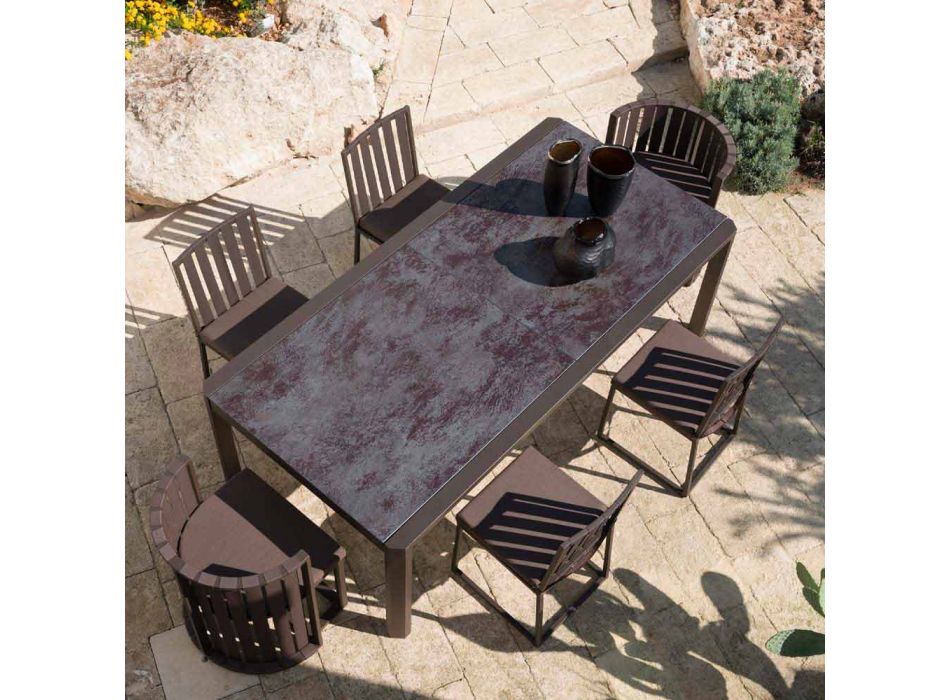 Cadeira de jantar ao ar livre em alumínio e acabamento de corda 3 com design luxuoso - Julie Viadurini