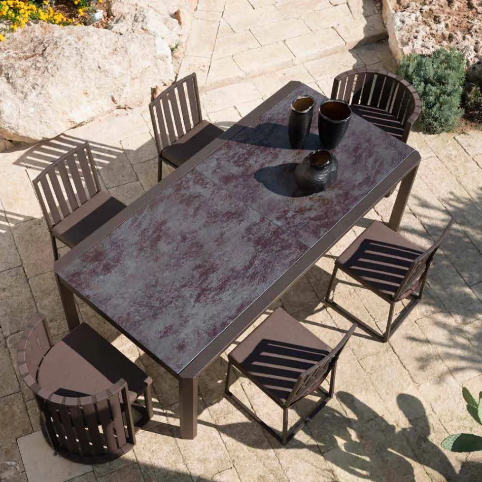 Cadeira de jantar ao ar livre em alumínio e acabamento de corda 3 com design luxuoso - Julie Viadurini