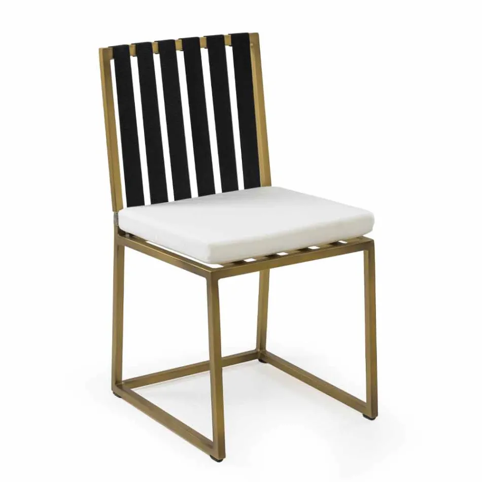 Cadeira de jantar ao ar livre em alumínio e acabamento de corda 3 com design luxuoso - Julie Viadurini