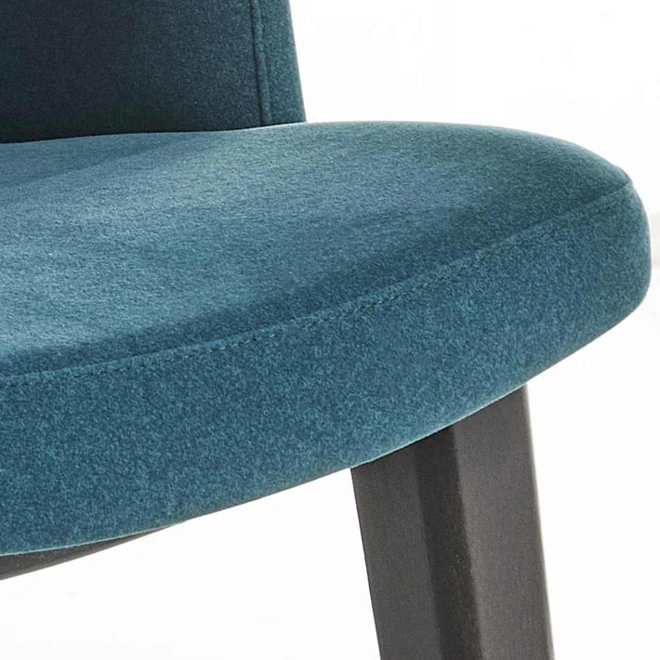 Cadeira de jantar de madeira com assento de veludo verde garrafa feito na Itália - Eddard Viadurini