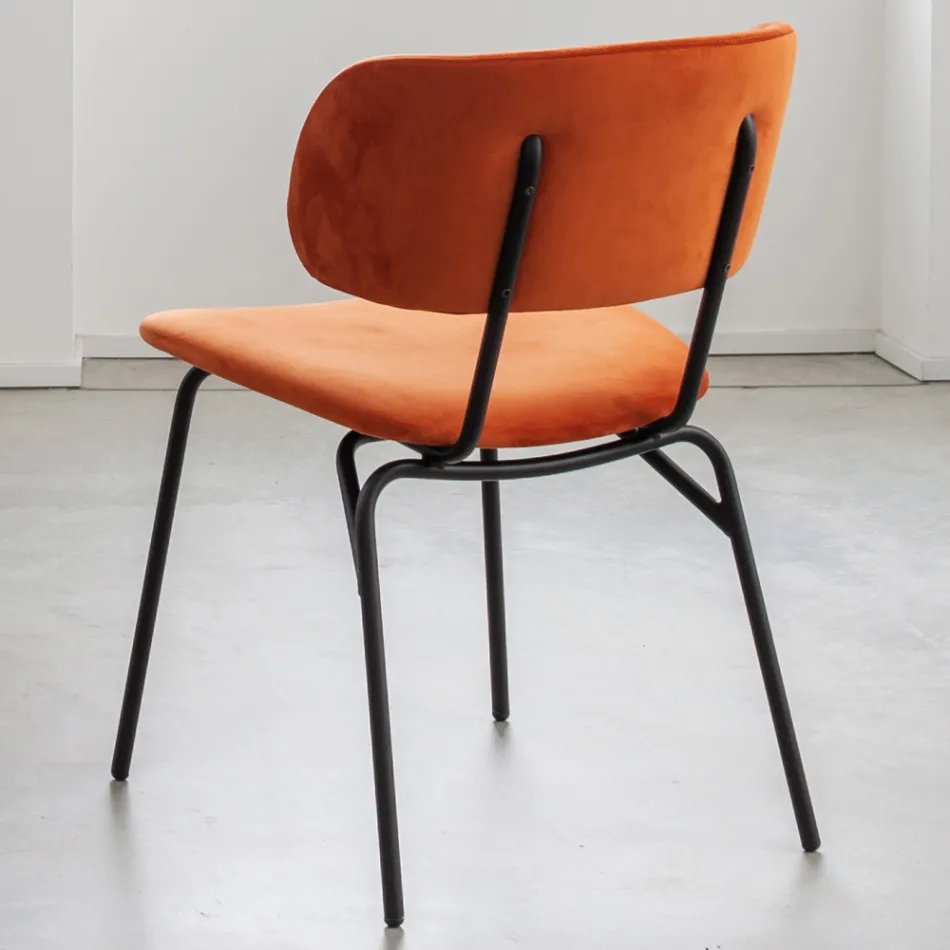 Cadeira de jantar em metal e veludo resistente a manchas, 2 peças - Valnerina Viadurini