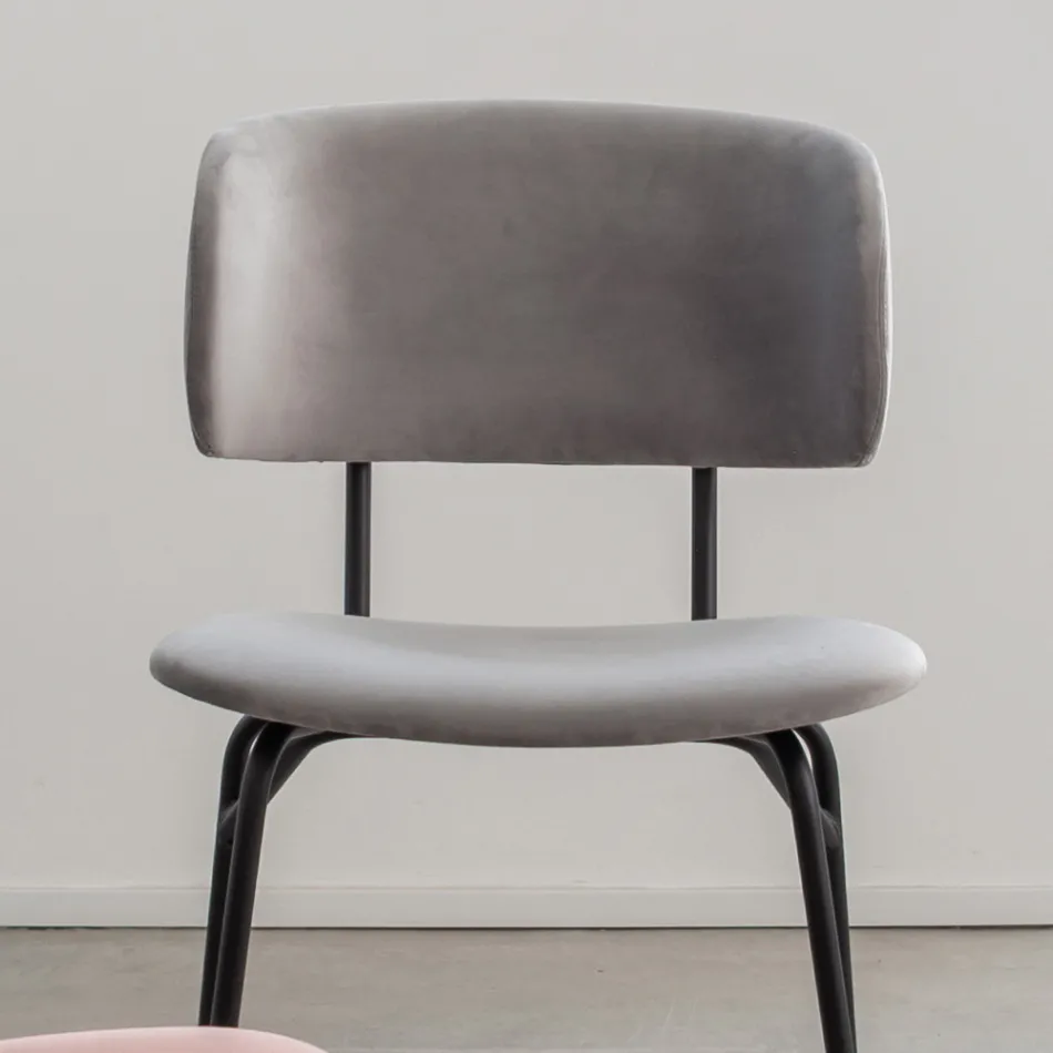 Cadeira de jantar em metal e veludo resistente a manchas, 2 peças - Valnerina Viadurini