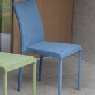 Cadeira de jantar de metal revestida em econabuk colorido, 4 peças - Anita Viadurini