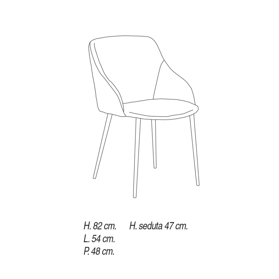 Cadeira de jantar de metal revestida em microfibra fabricada na Itália - Suzanne Viadurini