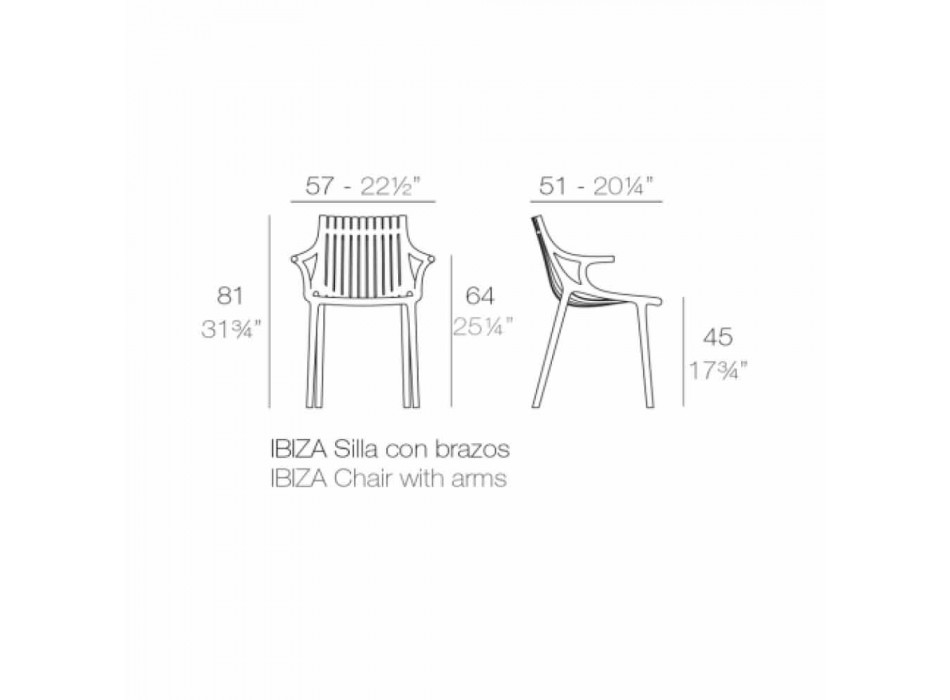 Cadeira de jantar ao ar livre de plástico empilhável de 4 peças - Ibiza by Vondom Viadurini