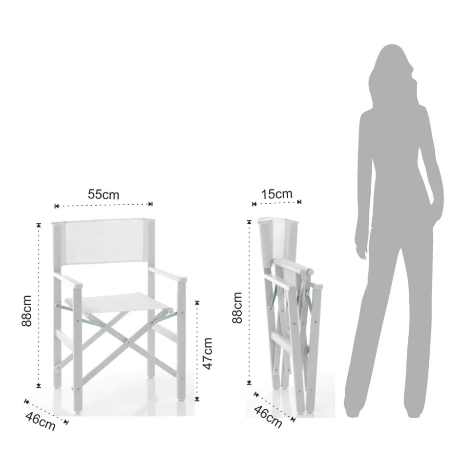 Cadeira Dobrável de Diretor em Alumínio e Textileno - Fluoro Viadurini