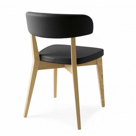 Cadeira da sala de jantar em madeira e tecido ou couro sintético fabricado na Itália - Sirene Viadurini