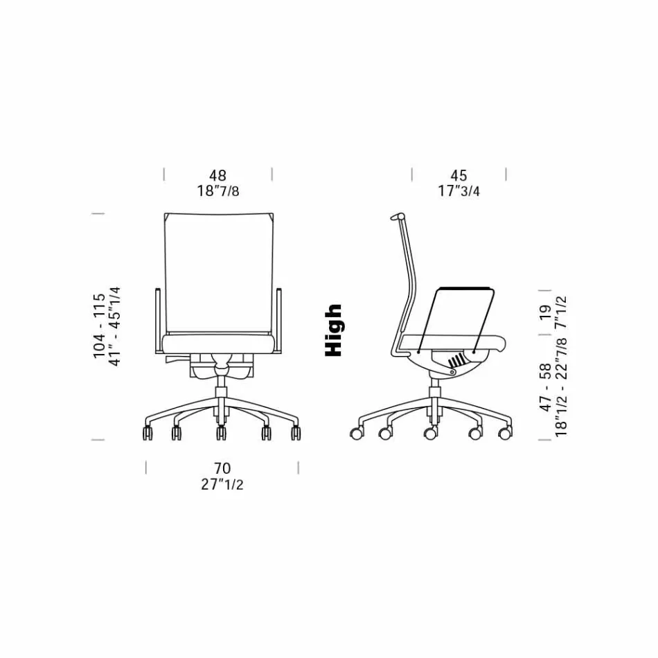 Cadeira ergonômica giratória para escritório com rodas e apoios de braço - Gimiglia Viadurini