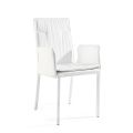 Cadeira de sala com braços em couro branco Made in Italy - Casetta