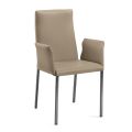 Cadeira de sala com braços em couro cinza fabricado na Itália - Jardim
