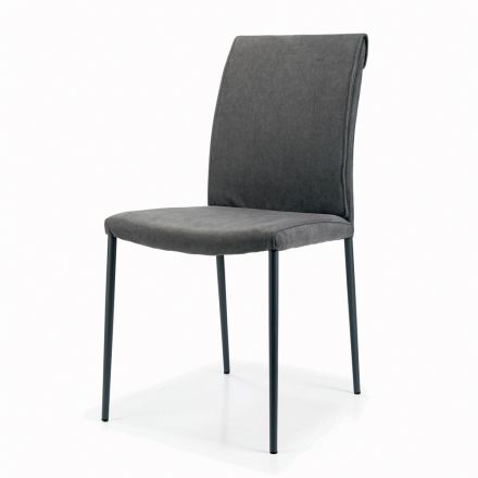 Cadeira de Sala com Pernas de Aço e Assento em Tecido - Amalfi Viadurini