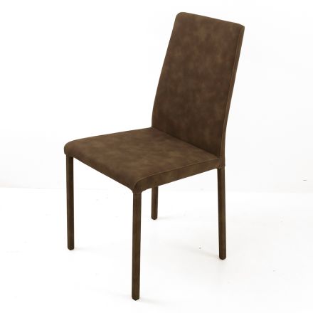Cadeira de sala de estar com encosto alto em couro sintético fabricado na Itália - Orietta Viadurini
