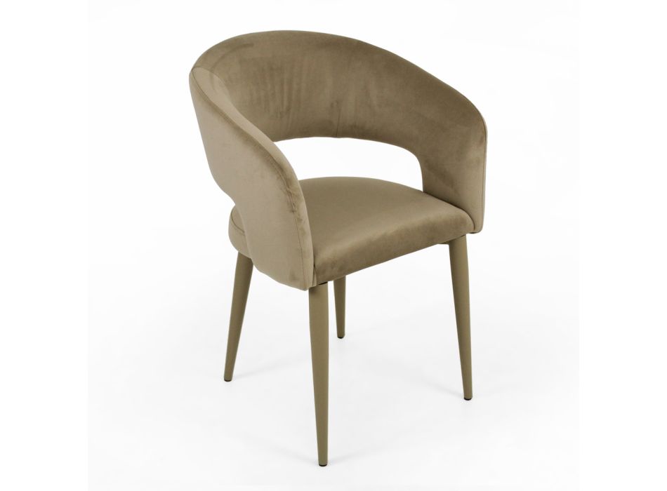Cadeira de sala com assento em veludo com acabamento em corda Made in Italy - Savignano Viadurini