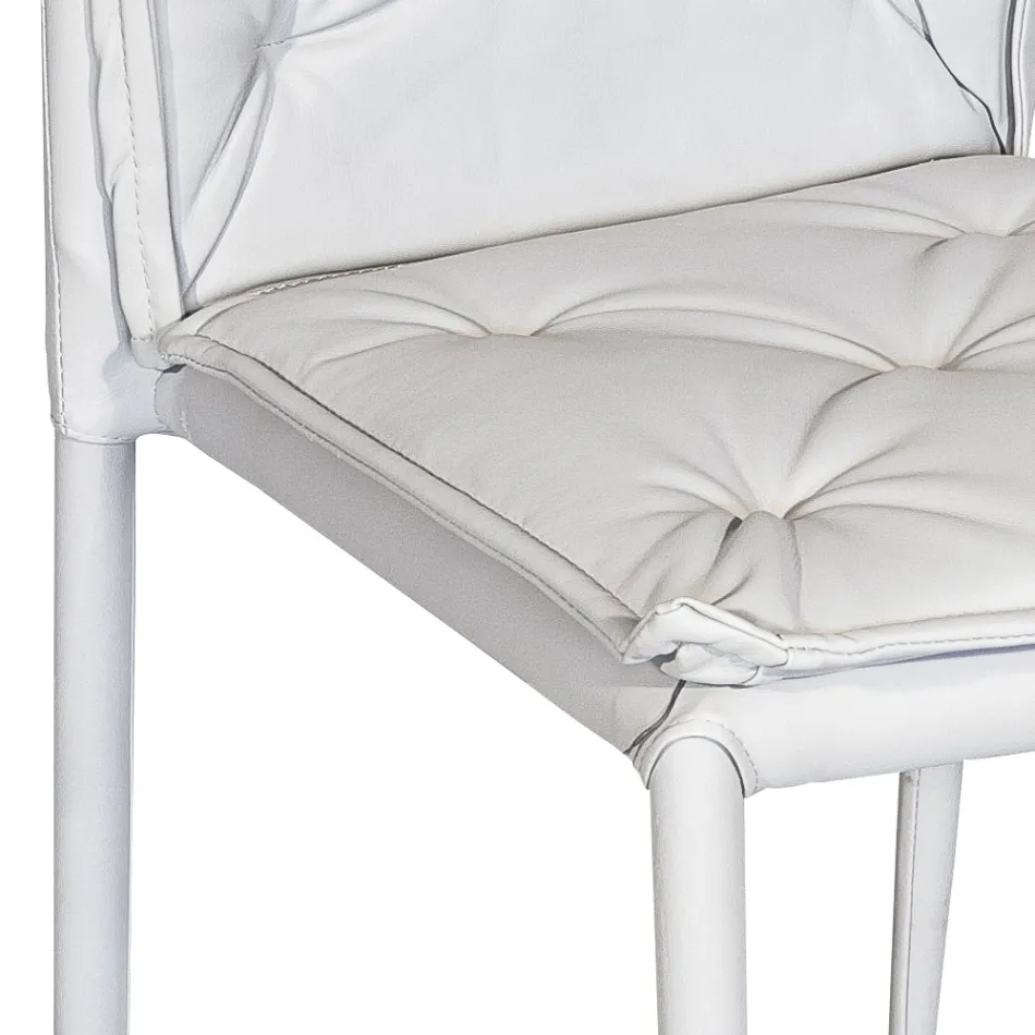 Cadeira de sala de estar com estrutura e assento em couro sintético fabricado na Itália - Grogu Viadurini