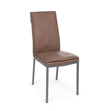 Cadeira para sala de estar com design vintage em aço e couro ecológico 4 peças - Arnika Viadurini